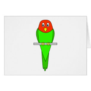 Cartão Desenhos animados do Parakeet. Pássaro em uma var