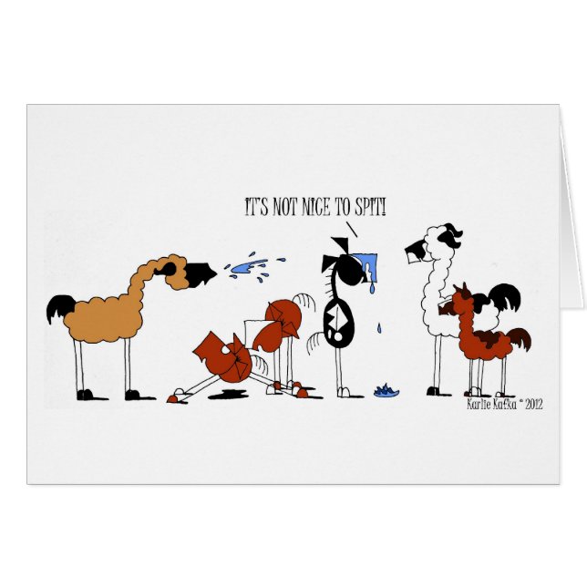 Cartão Desenhos animados engraçados do cavalo & do lama (Frente Horizontal)