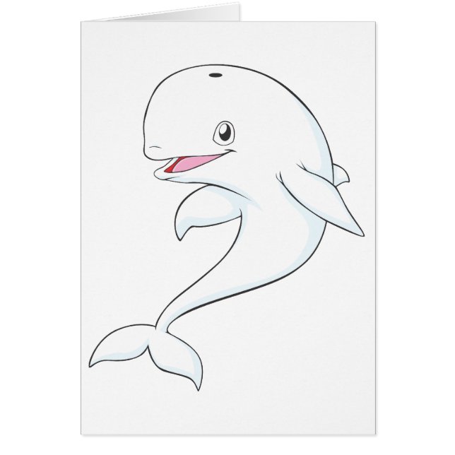 Cartão Desenhos animados felizes da baleia da beluga (Frente)
