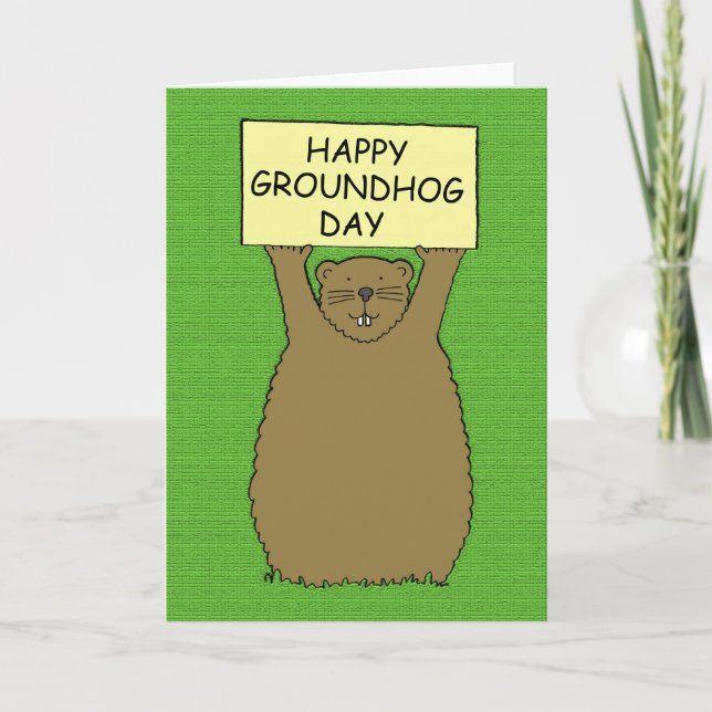 Cartão Desenhos animados felizes do dia de Groundhog (Frente)