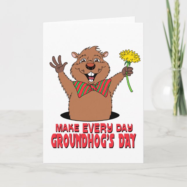 Cartão Desenhos animados Groundhog (Frente)