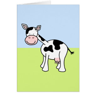 Cartão Desenhos animados preto e branco da vaca