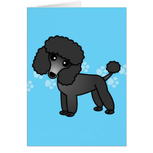 Cartão Desenhos animados pretos bonitos da caniche