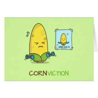 Cartão Desenhos animados punny do exercício do milho da