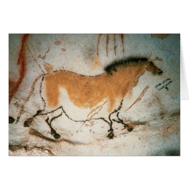Cartão Desenhos das cavernas Lascaux Francês Pré-Históric (Frente Horizontal)