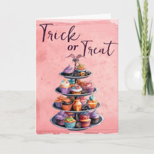 Cartão Deserto para Trick ou Tratar Cupcakes de Halloween