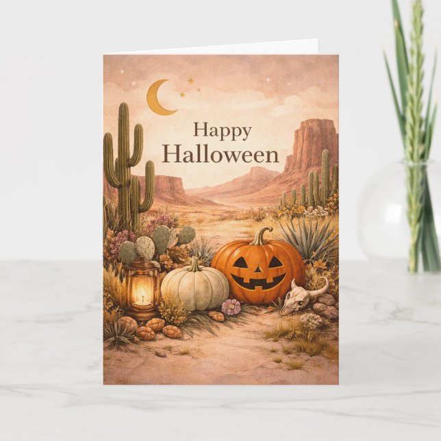 Cartão Deserto Sage Cactus Halloween (Frente)