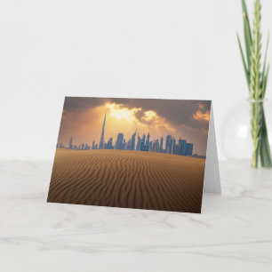 Cartão Desertos Vista Skyline do Dubai de Sand Dune