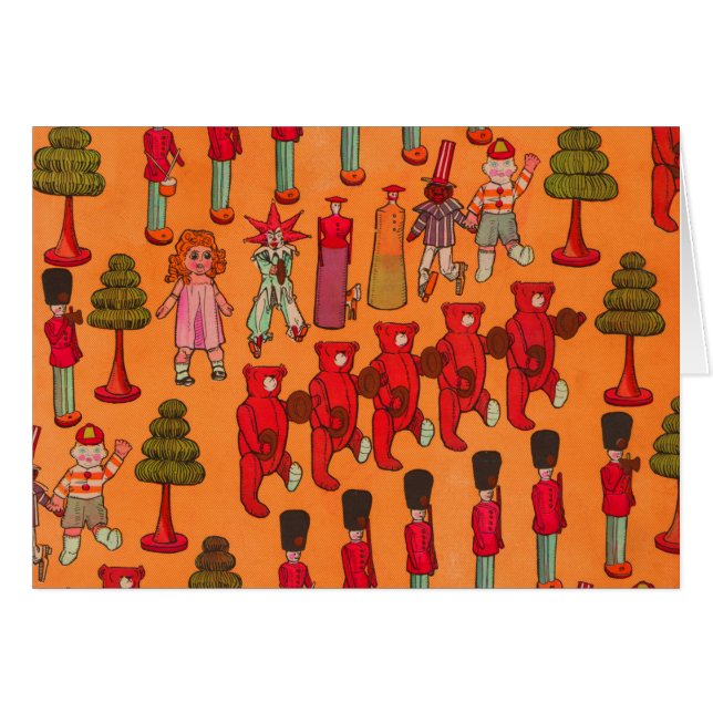 Cartão Desfile de Brinquedos de Natal Antigos 1907 Revist (Frente Horizontal)