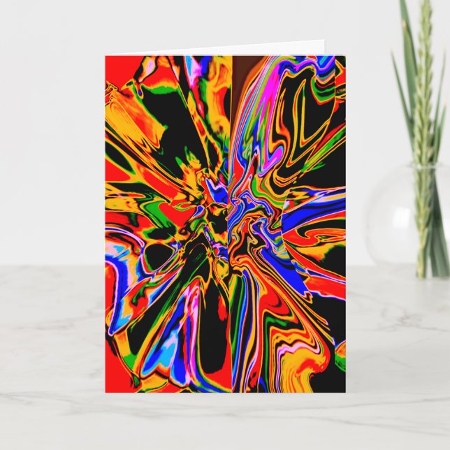 Cartão Design Abstrato azul-amarelo-alaranjado (Frente)