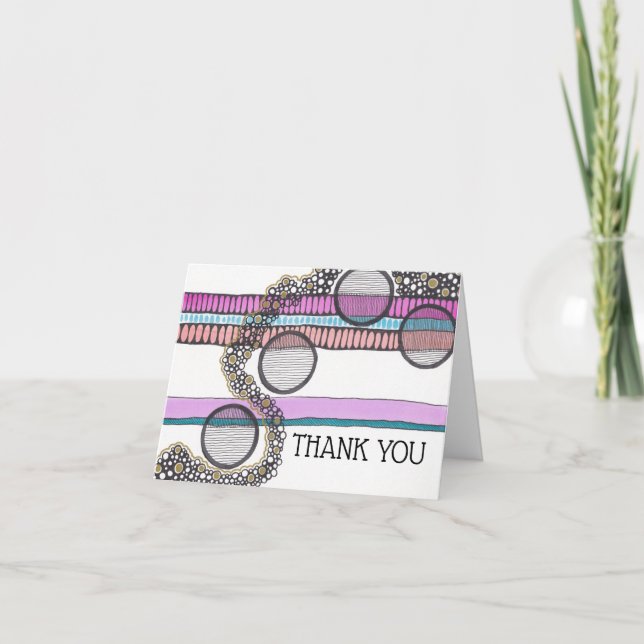 Cartão Design abstrato, faixas, círculos, obrigado (Frente)