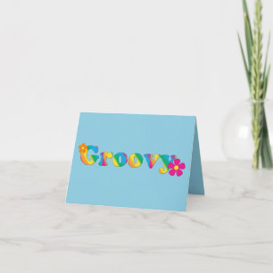 Cartão Design brilhante Groovy e das flores das cores 60s