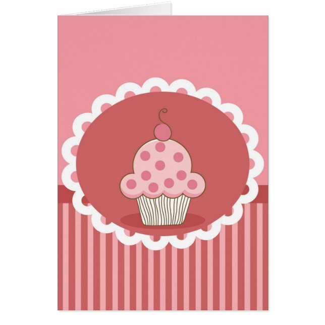 Cartão Design cor-de-rosa do cupcake (Frente)