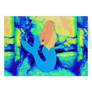 Cartão design da sereia de cauda azul