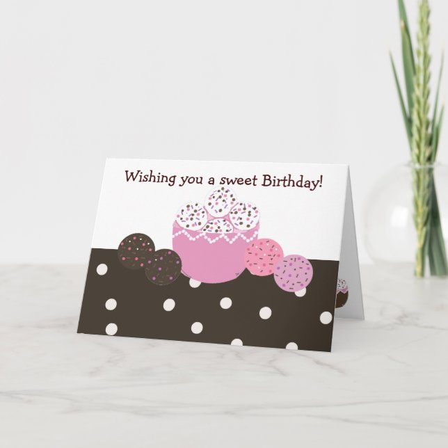 Cartão Design de Aniversário de Bola de Bolo Doce (Frente)