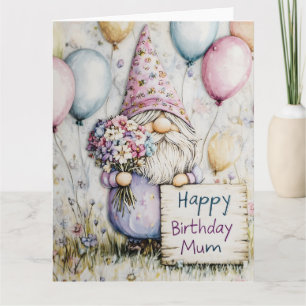 Cartão Design de aniversário Gnomo para Mãe