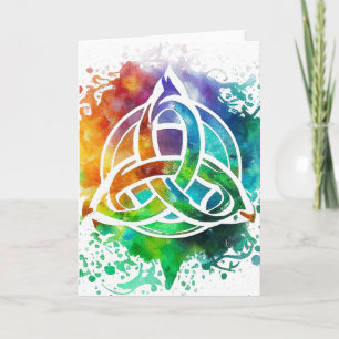 Cartão Design de Aquarela Celta Grunge Colorida