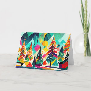 Cartão Design de árvores de Natal coloridas