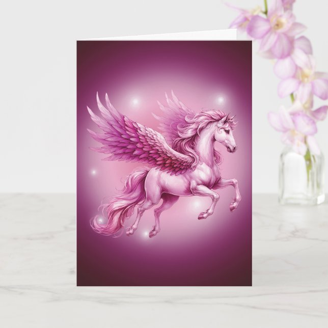 Cartão Design de Birthday Pink Pegasus Fantasy (Orquídea)