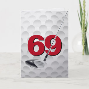 Cartão Design de Bola de Golfe de Aniversário de 69 anos