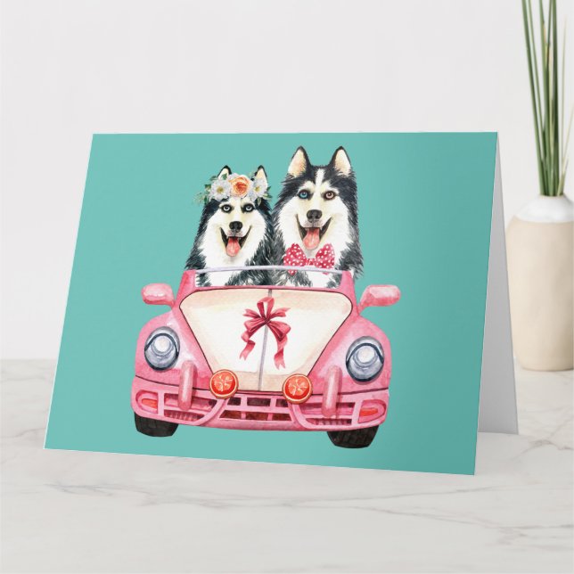 Cartão Design de Casamento de Siberian Husky (Frente)