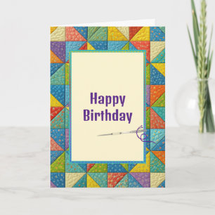 Cartão Design de Colcha de Roda Colorida de Aniversário