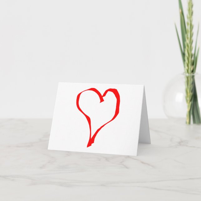 Cartão Design de Coração de Amor Vermelho e Branco. (Frente)