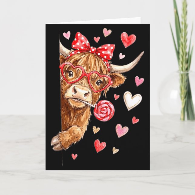 Cartão Design de coração de doce de São Valentão de vaca  (Frente)