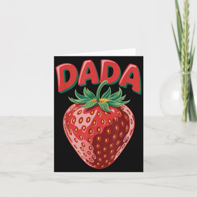 Cartão Design de Dada de Morango Fofo para Pais Divertido (Frente)