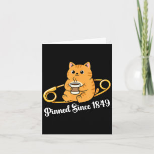 Cartão design de dia do café de gato engraçado desde 1849