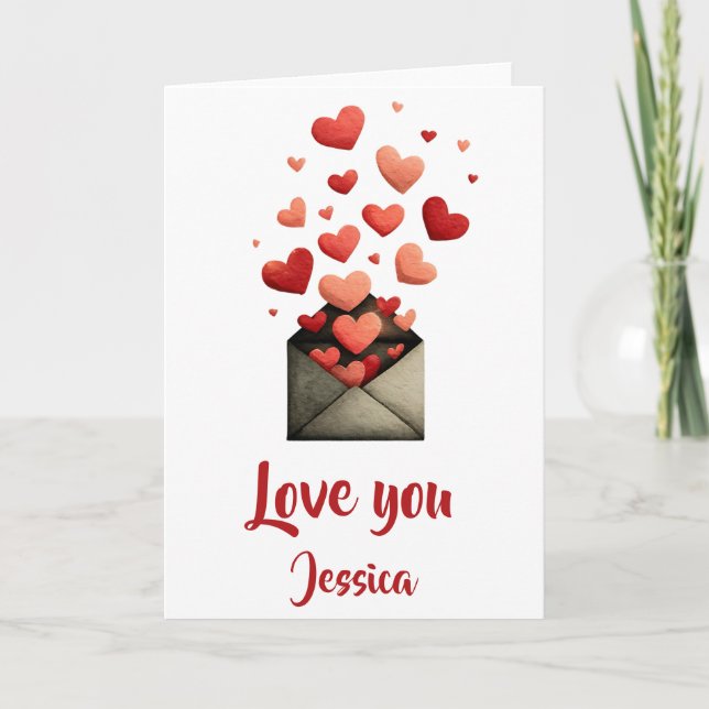 Cartão Design de Envelope Love You Valentine (Frente)