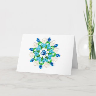Cartão Design de Flor Verde Branco Belo e Brilhante