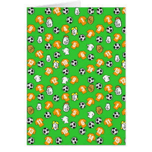 Cartão Design de futebol com Camisas Douradas Laranja