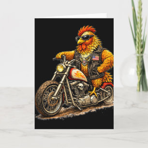 Cartão Design de Galo de Motoqueiro Engraçado Galinha Leg