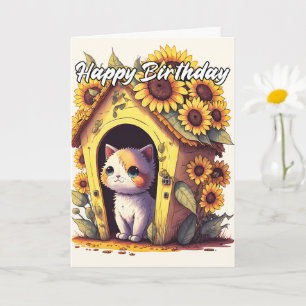 Cartão Design de Gatinho Gatinho de Sonho Artístico