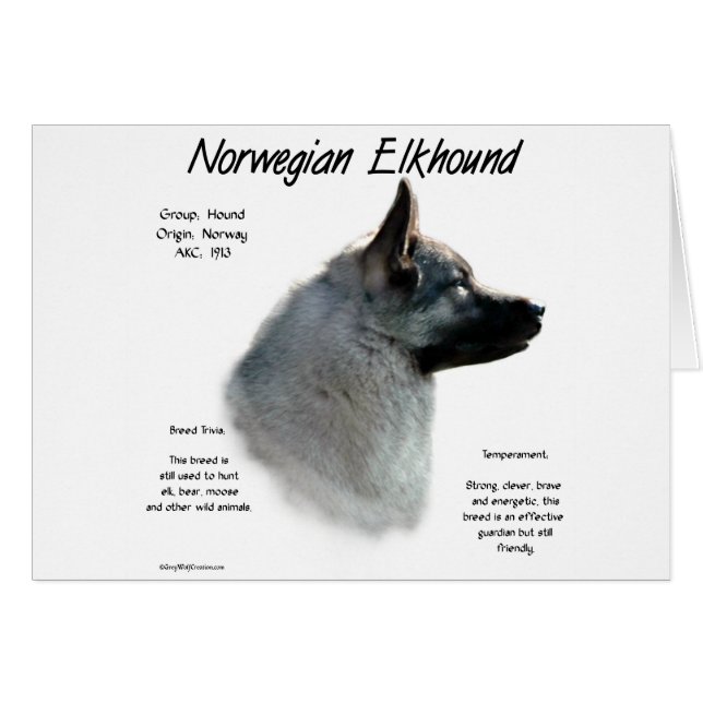 Cartão Design de História de Elkhound Norueguês (Frente Horizontal)