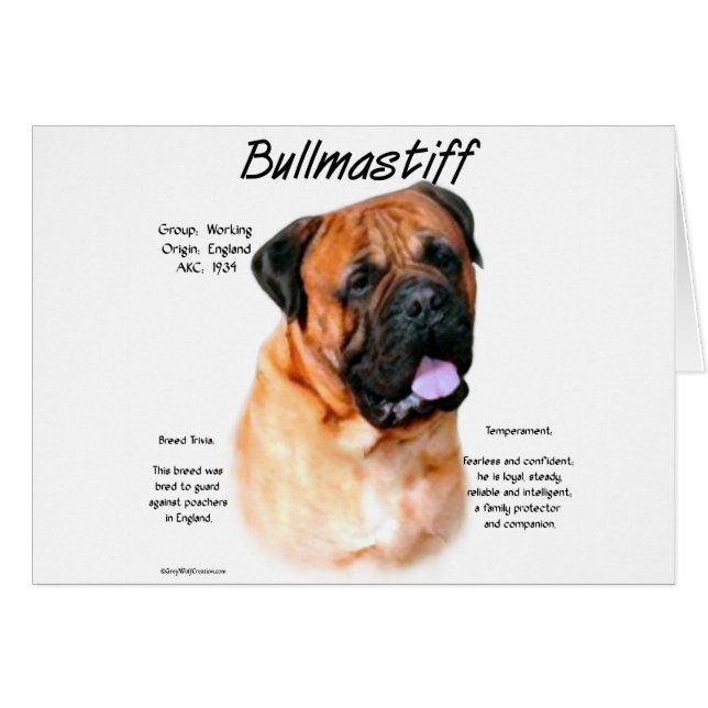 Cartão Design de Histórico do Bullmastiff (vermelho) (Frente Horizontal)