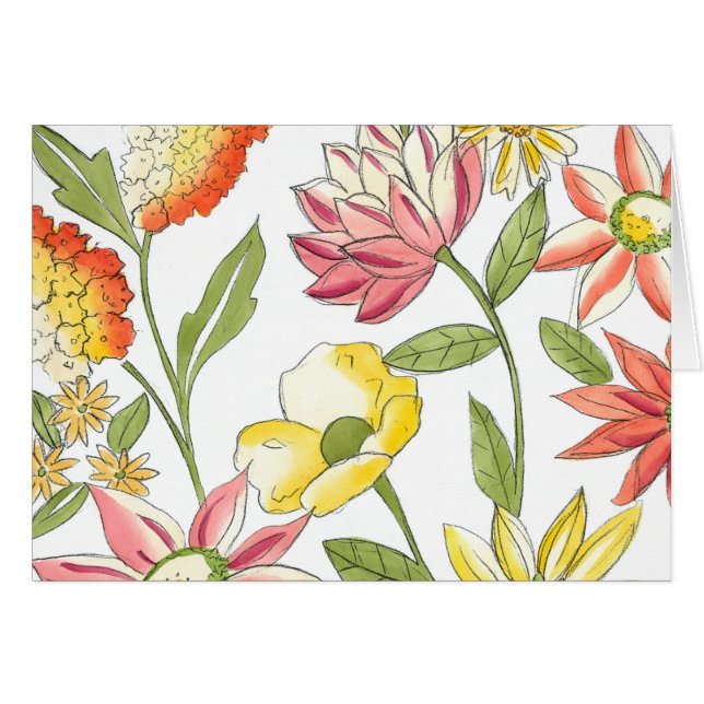 Cartão Design de Jardim Floral com Fundo Branco (Frente Horizontal)