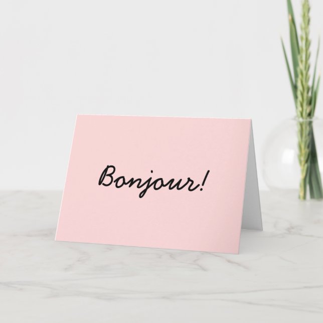 Cartão Design de Marfim Creme com Roteiro Moderno Bonjour (Frente)