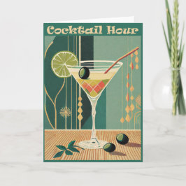 Cartão Design de Meio século de Hora do Cocktail