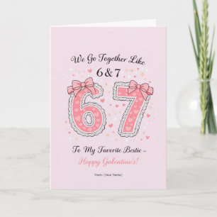 Cartão Design de Melhor Amiga Galentine Coquette 6 e 7