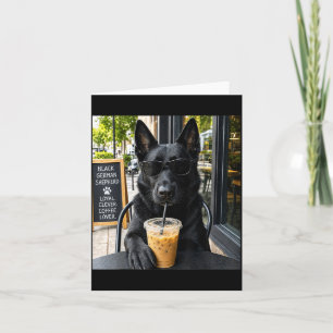 Cartão Design de Meme de Cachorro Amante de Café Pastor A