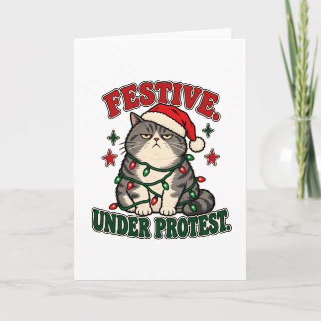 Cartão Design de Natal engraçado sob protesto (Frente)