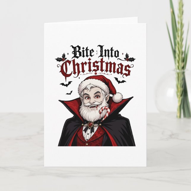 Cartão Design de Natal Papai Noel Vampiro Gótico (Frente)