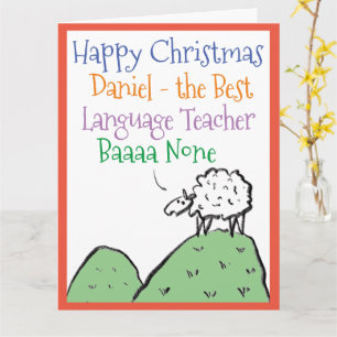Cartão Design de Ovelha Feliz Natal para um Professor de