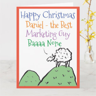 Cartão Design de Ovelha Feliz Natal para uma Cara Marketi