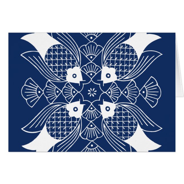 Cartão Design de Peixes Submarinos com Fundo Azul (Frente Horizontal)