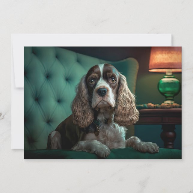 Cartão Design de retrato clássico de Cocker Spaniel elega (Frente)