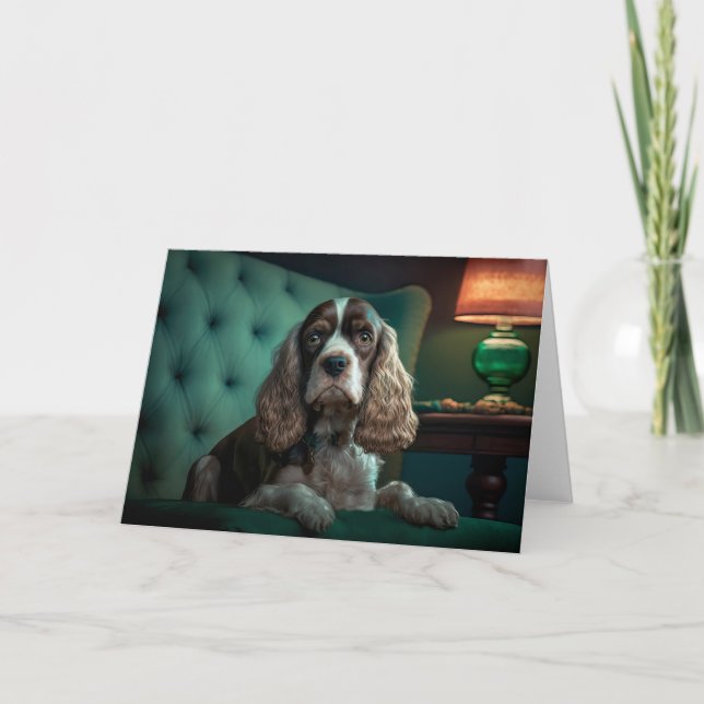 Cartão Design de retrato clássico de Cocker Spaniel elega (Frente)