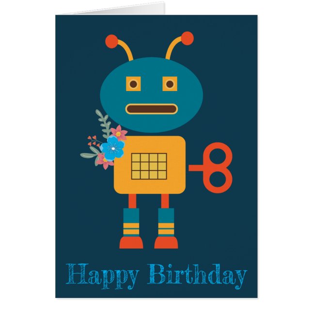 Cartão Design de robots bonitos para crianças (Frente)